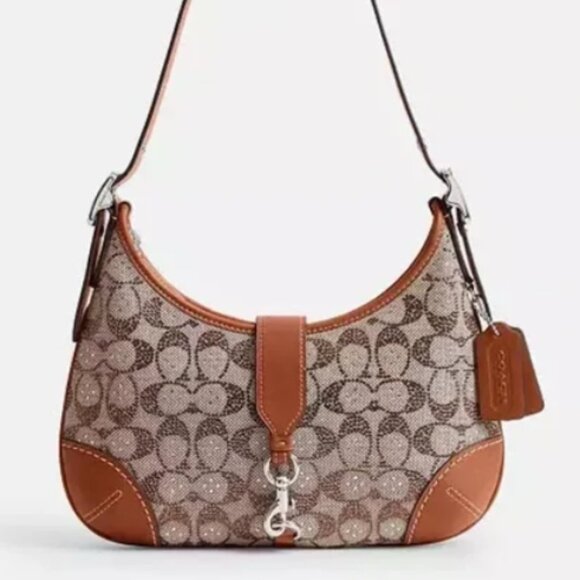 Hamptons Hobo Bag In Crystal Signature Jacquard NWT - Picture 1 of 4